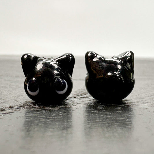Chibi Handmade Glass Beads - Black Cat-The Bead Gallery Honolulu