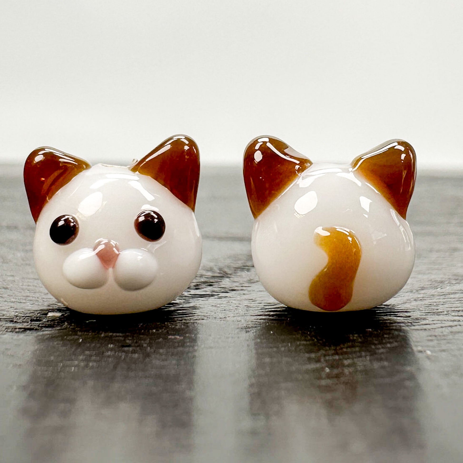 Chibi Handmade Glass Beads - Brown Ear Cat-The Bead Gallery Honolulu