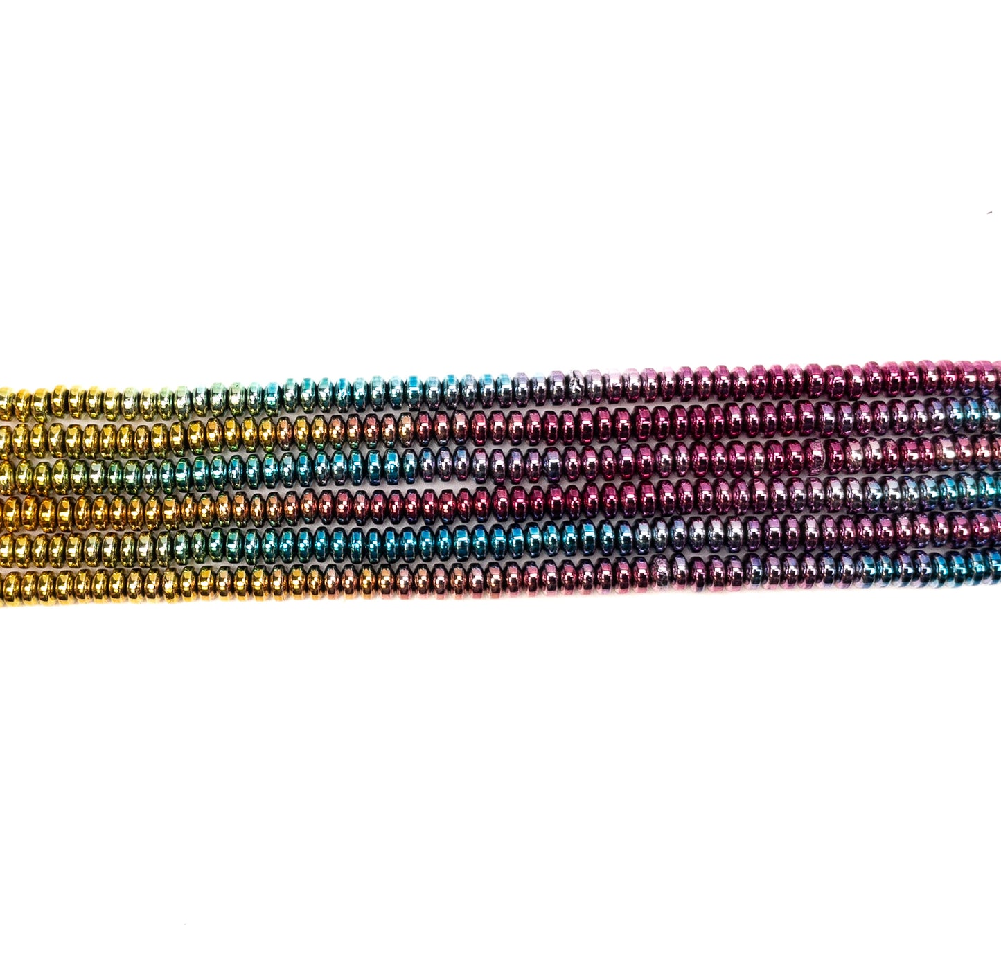 Rainbow Plated Synthetic Hematite 4.5x2mm Smooth Disk Bead - 15.5" Strand