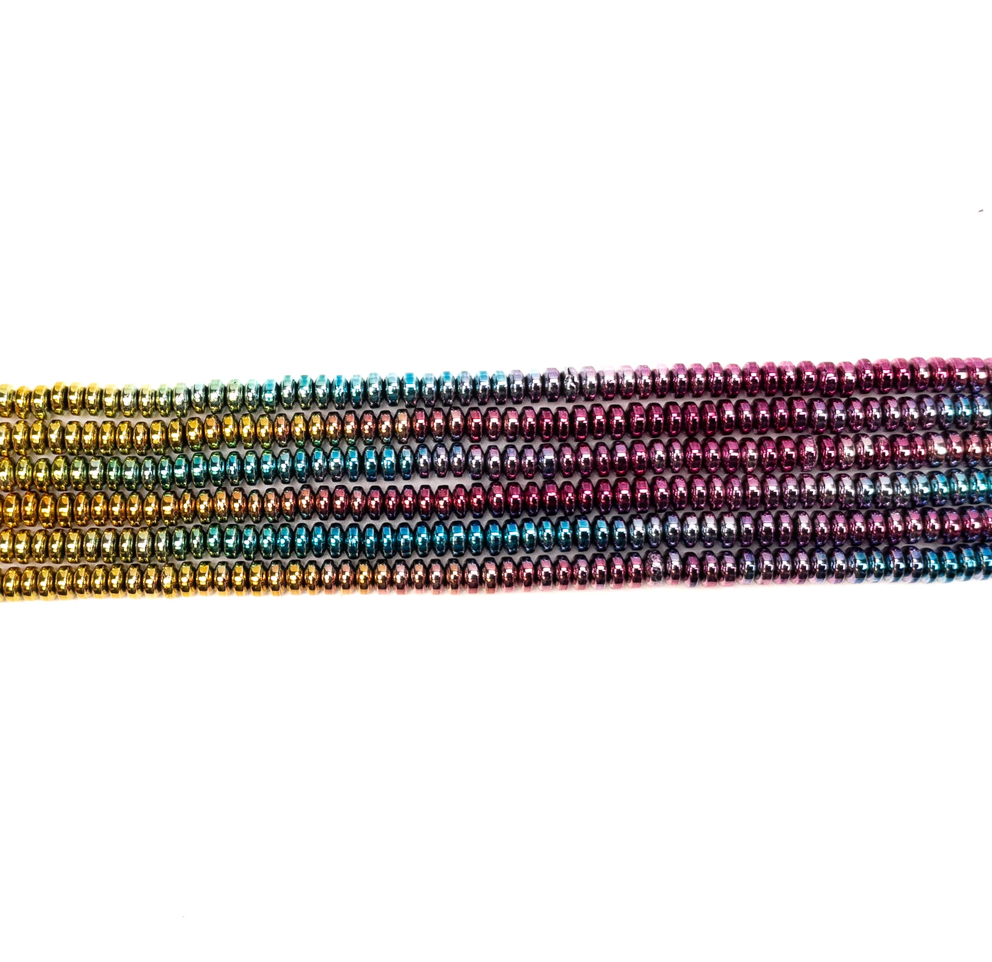 Rainbow Plated Synthetic Hematite 4.5x2mm Smooth Disk Bead - 15.5" Strand