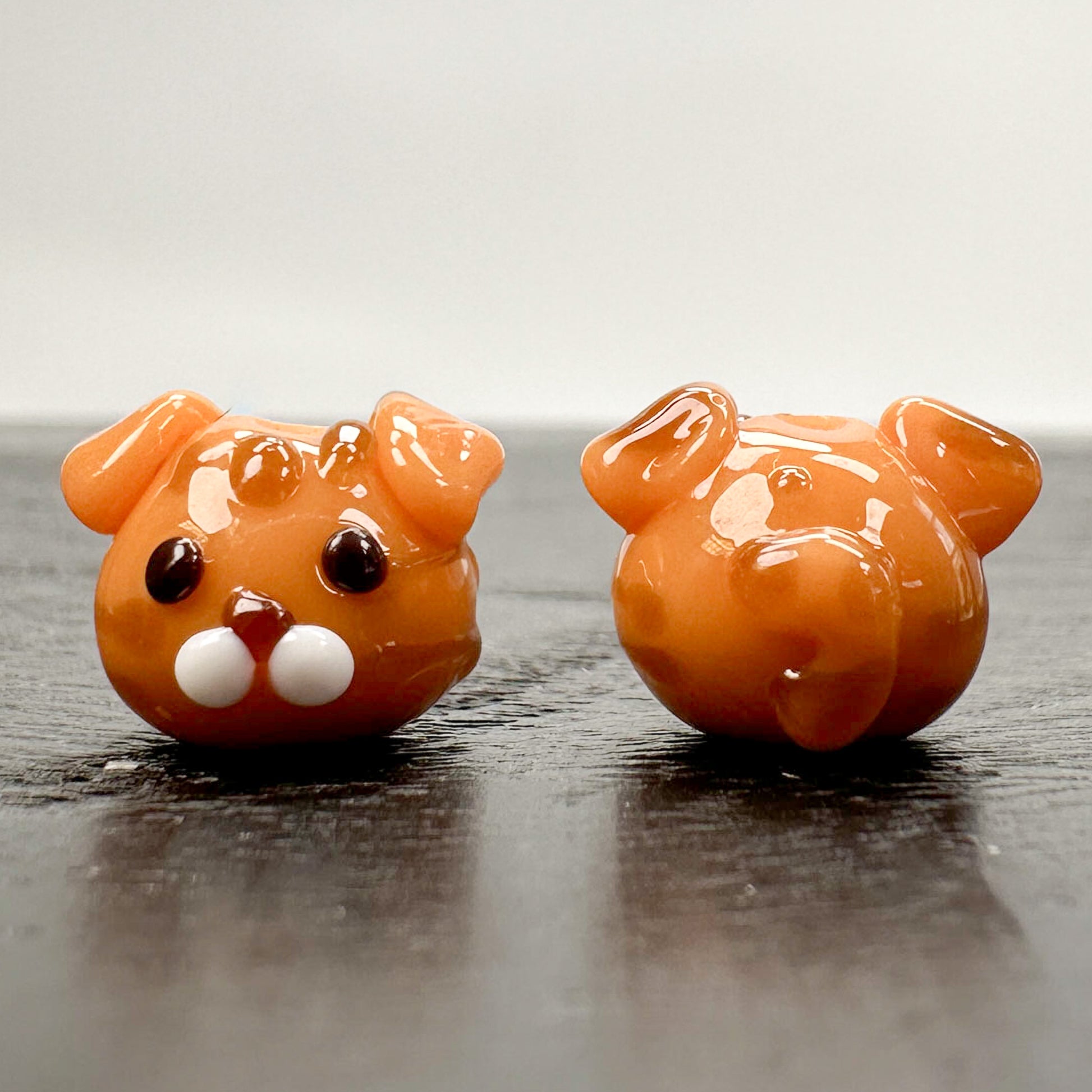 Chibi Handmade Glass Beads - Scottish Fold Orange Tabby Cat-The Bead Gallery Honolulu