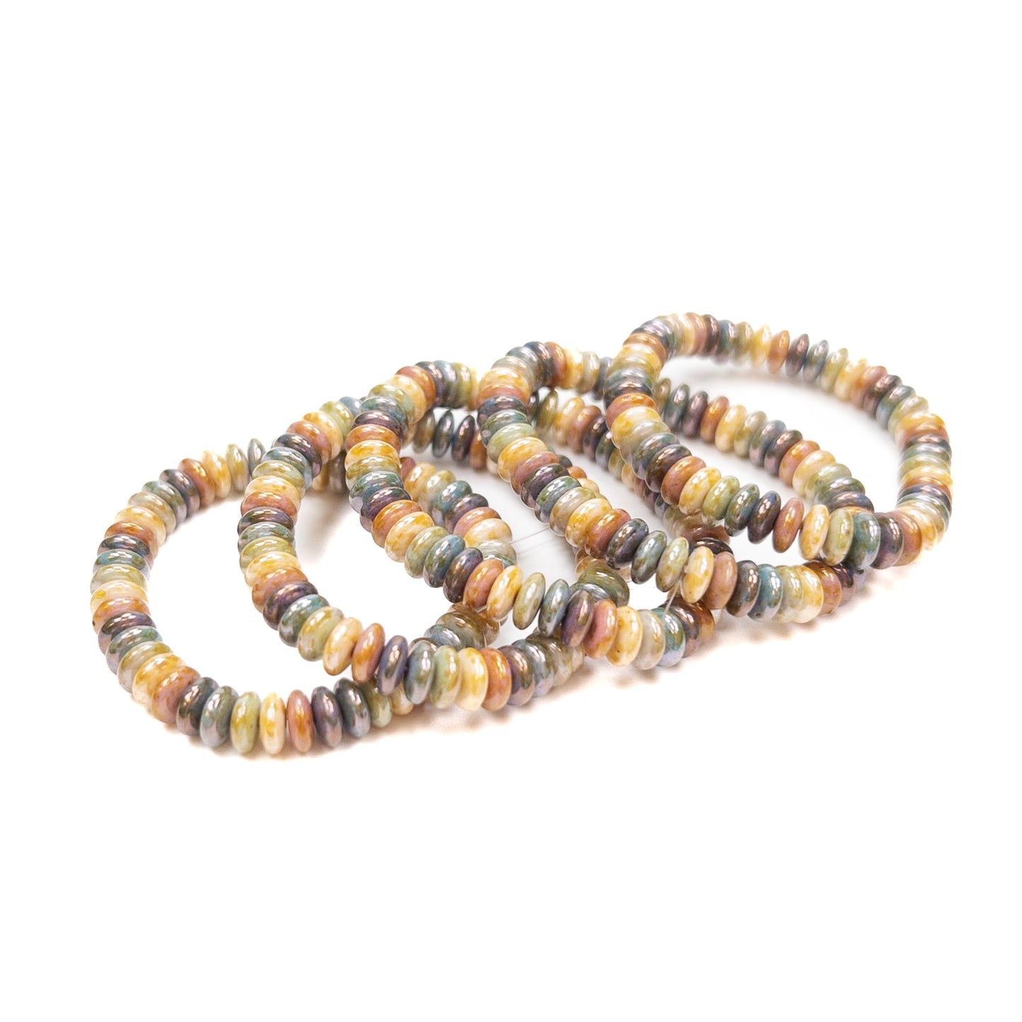Opaque Stone Finish Rainbow Mix 6mm Disk Spacer Glass Bead - 50 pcs.