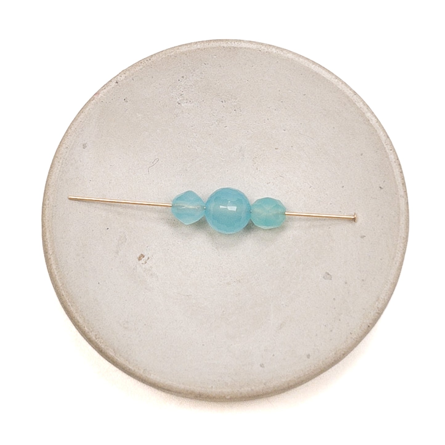 Blue Chalcedony Faceted Round Gemstone Bead Mix - 3 pcs.