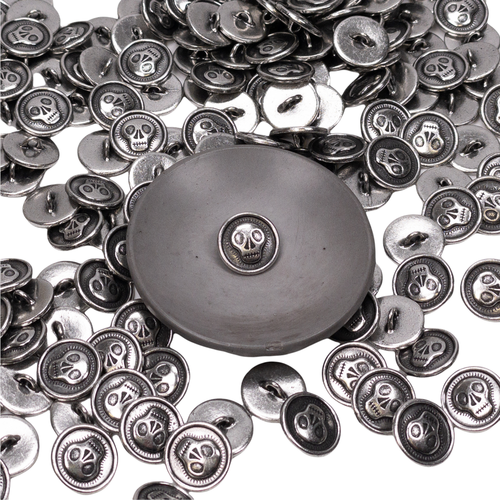 Skully Button (Antique Pewter) - 1 pc.