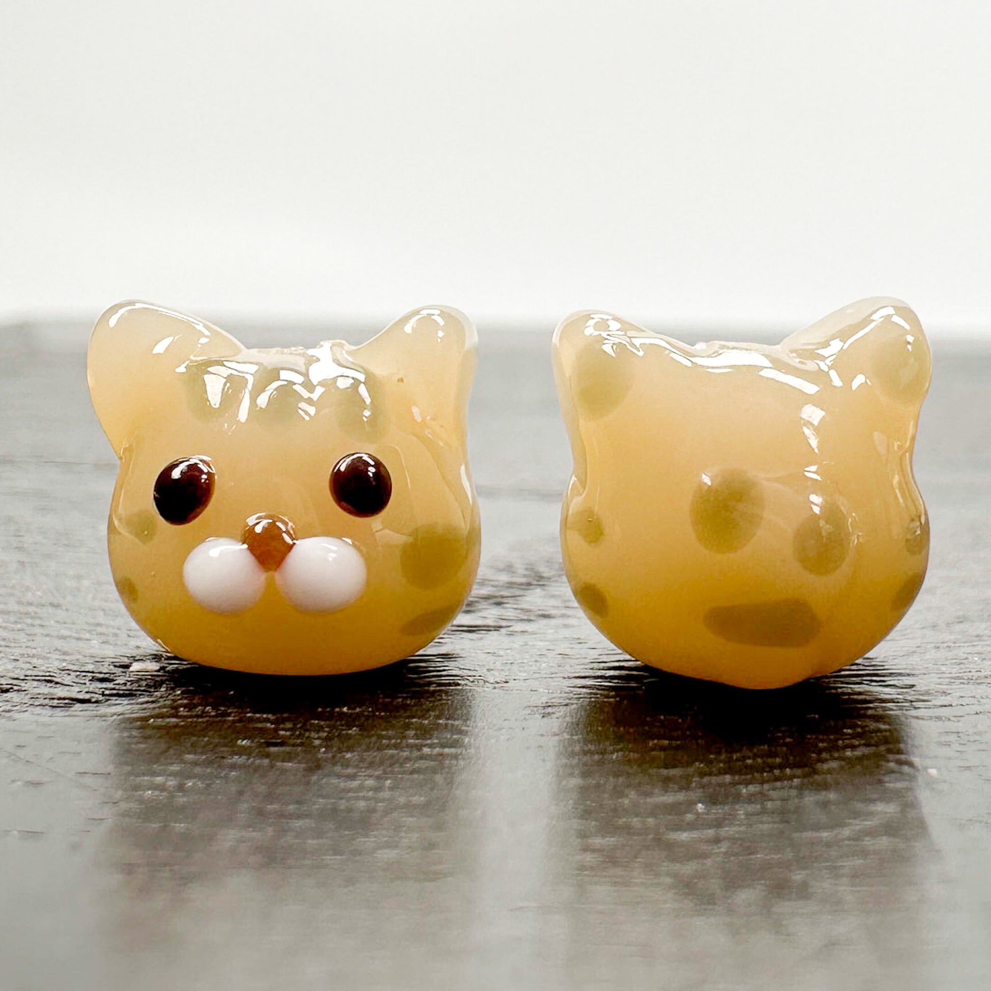 Chibi Handmade Glass Beads - Brown Tabby Cat-The Bead Gallery Honolulu