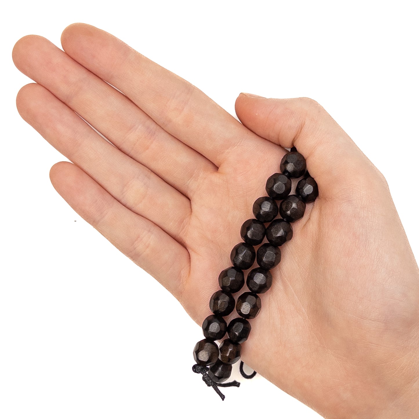 Faceted Ebony Wood 8mm Round Bead - 4.5" Strand-The Bead Gallery Honolulu