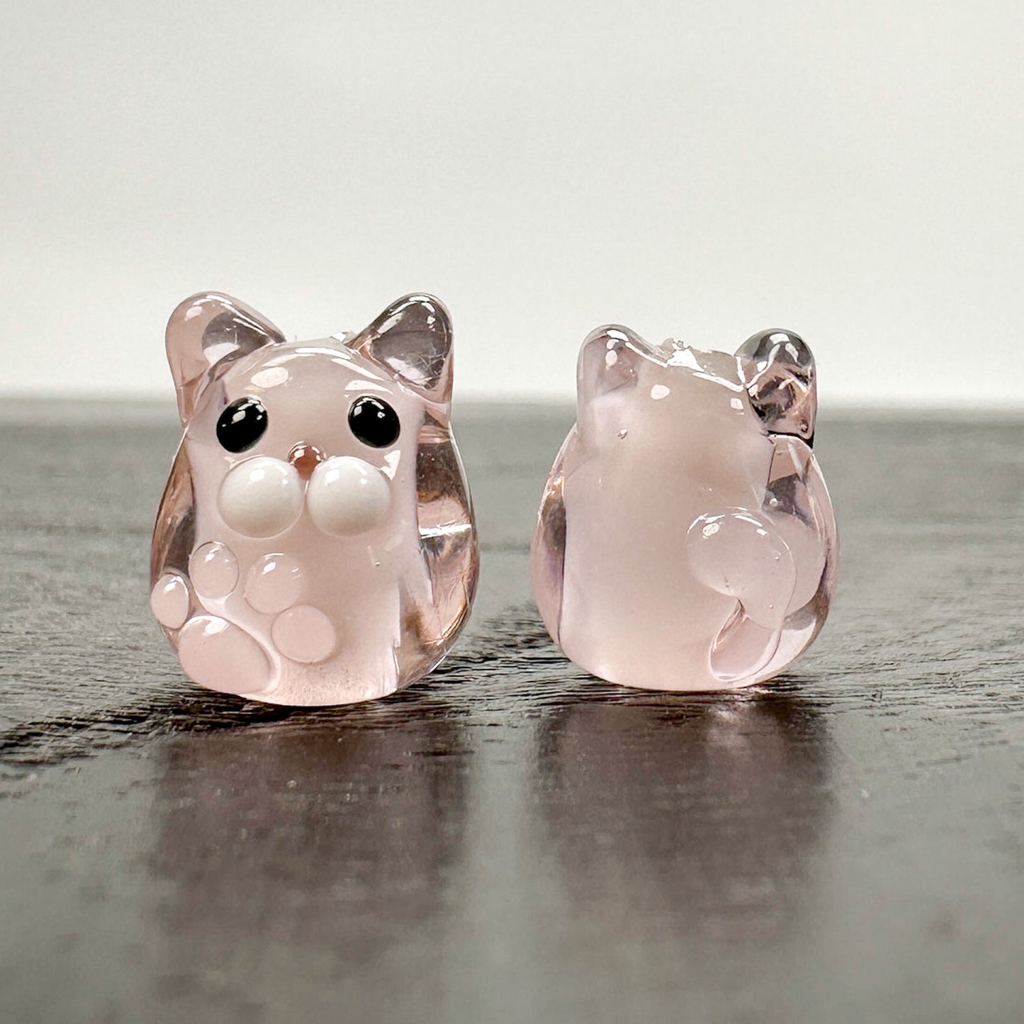 Chibi Handmade Glass Beads - Cat Drop Pink with Body-The Bead Gallery Honolulu