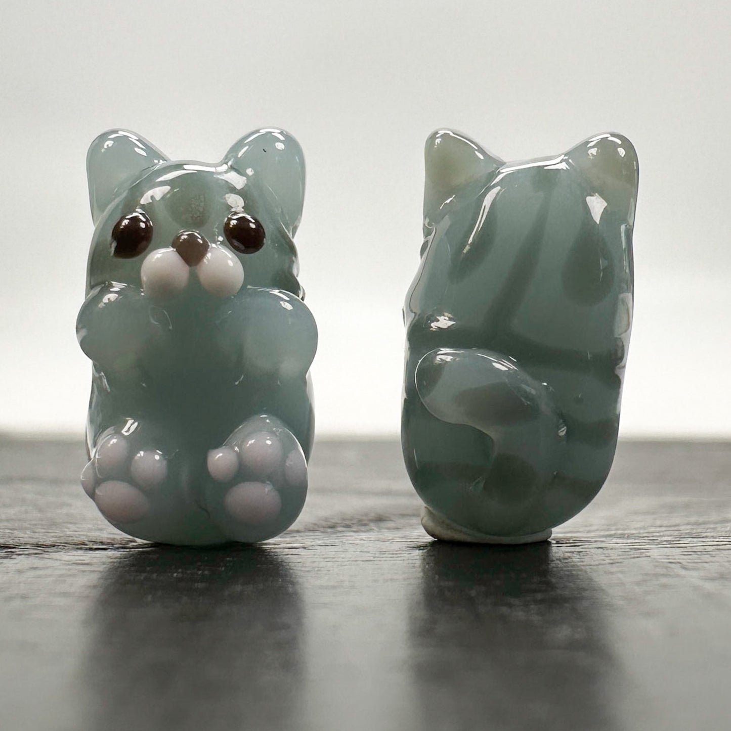 Chibi Beads - Laying Silver Tabby Cat-The Bead Gallery Honolulu