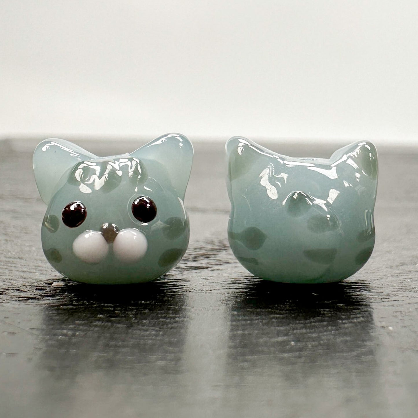Chibi Handmade Glass Beads - Silver Tabby Cat-The Bead Gallery Honolulu