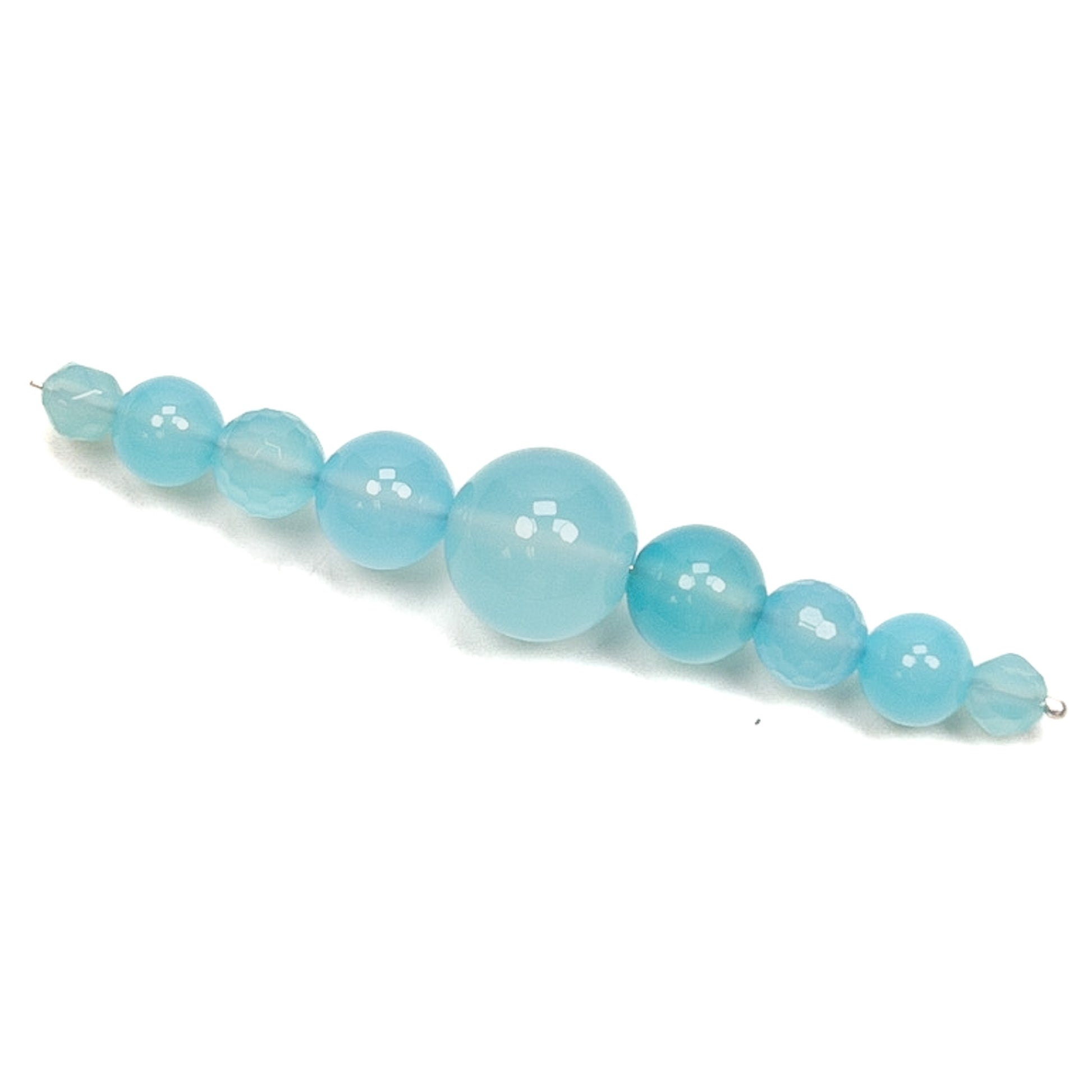 Blue Chalcedony Premium Round Gemstone Bead Mix - 9 pcs.