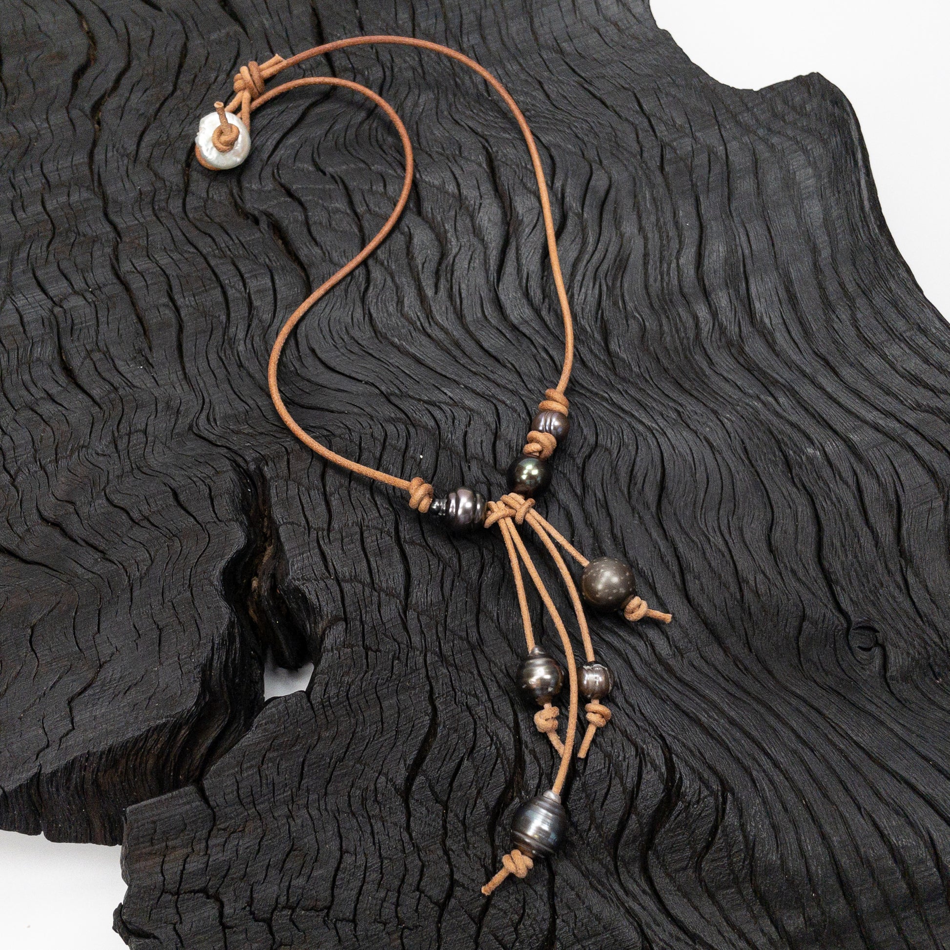 Bora Bora Pearl & Leather Fringe Necklace - Kit or Finished Necklace