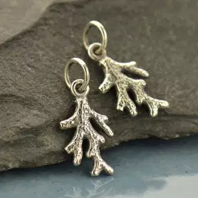 Tiny Coral Charm (Sterling Silver) - 1 pc.