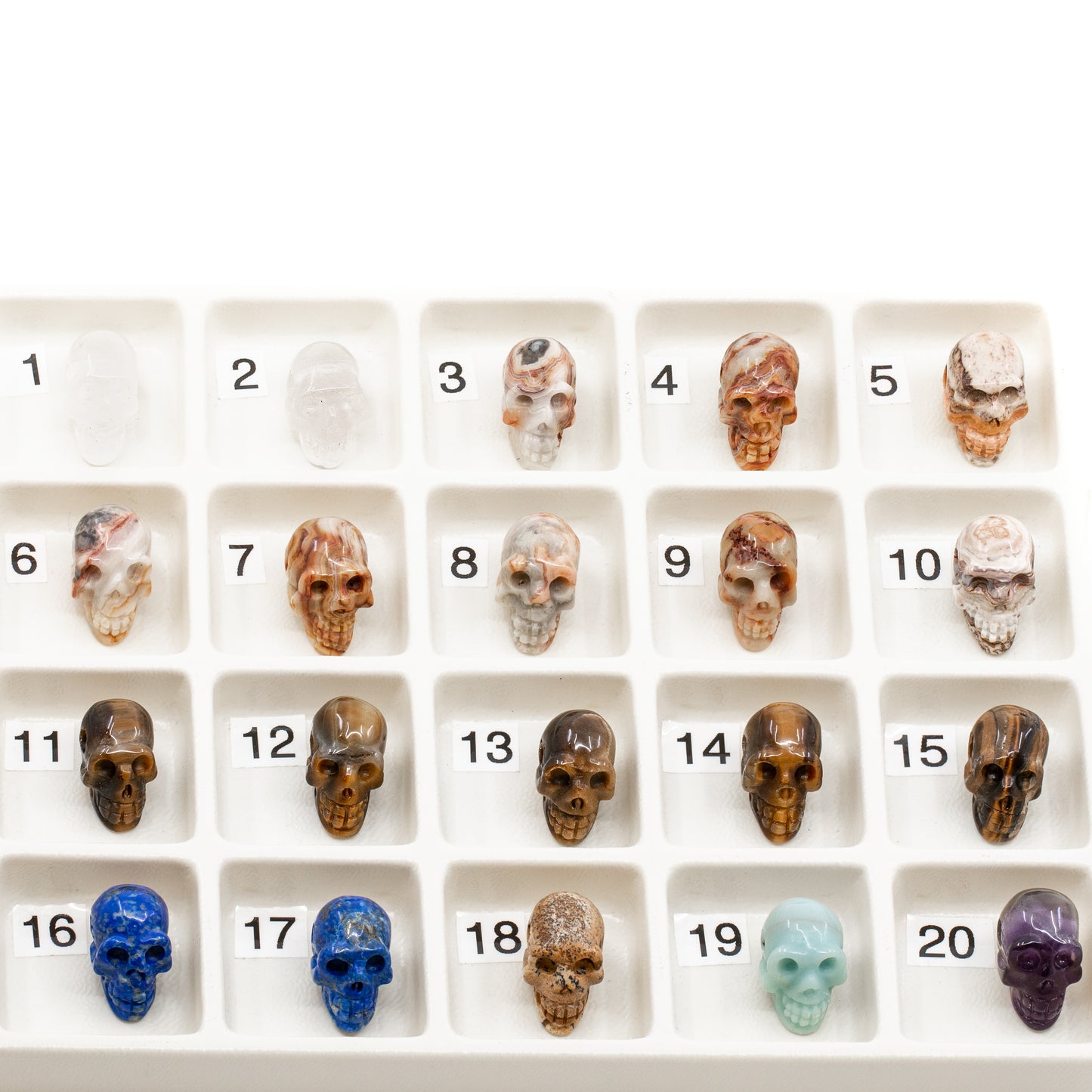Assorted Stone Carved Skull Bead (11 Stones Available) - 1 pc.