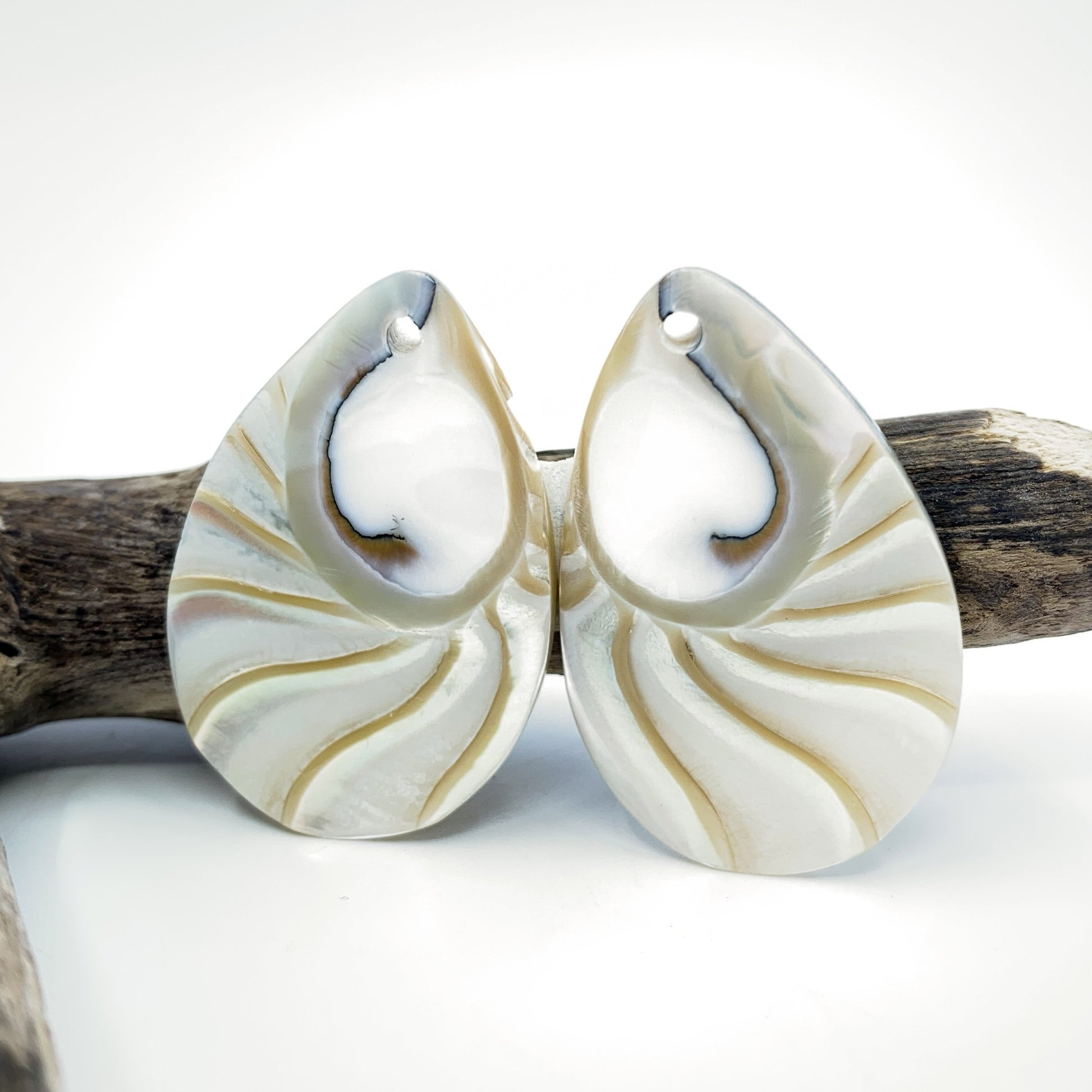 Spiral Shell Drop Pendant - 1 Matched Pair
